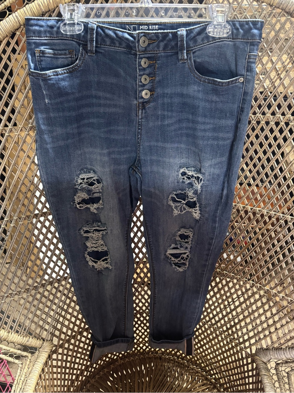 Mid Rise Skinny Crop Jeans in Classic Blue